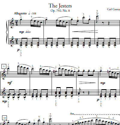 The Jesters Sheet Music and Sound Files for Piano Students